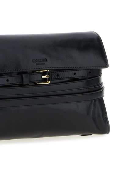 Bandolera Moschino de piel negra