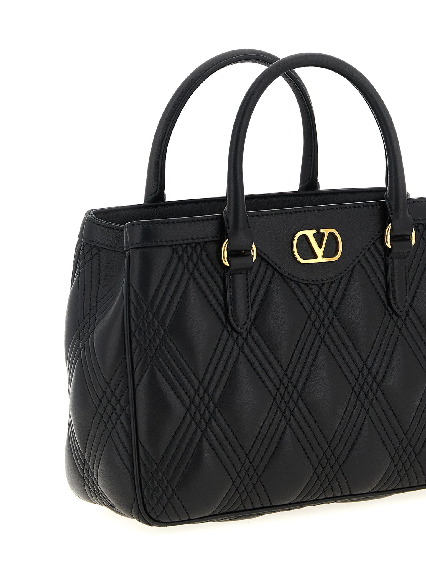 Bolso de mano Valentino Garavani de cuero de cordero negro