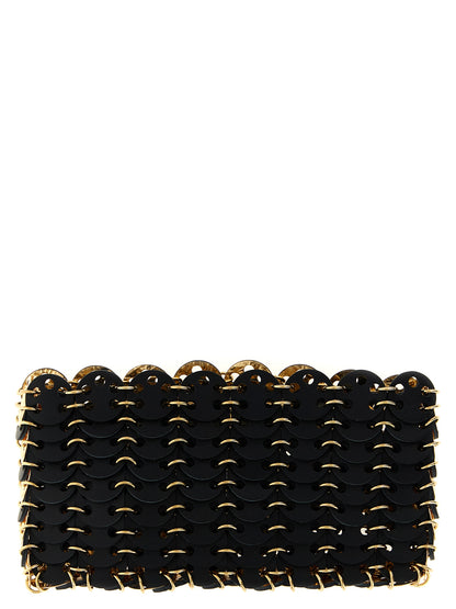 Bolso cruzado de piel de becerro negra Paco Rabanne