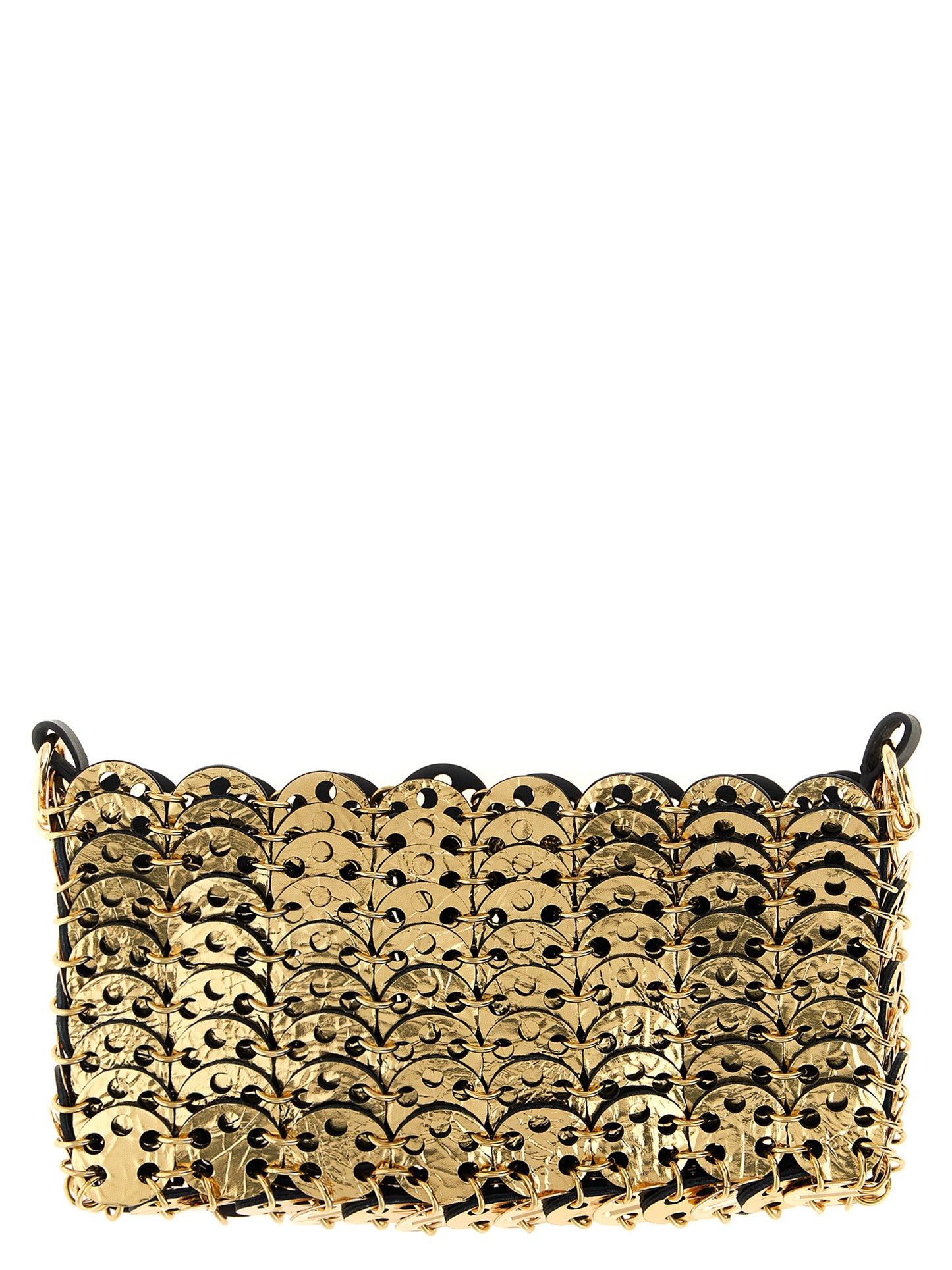 Bolso cruzado de piel de becerro negra Paco Rabanne