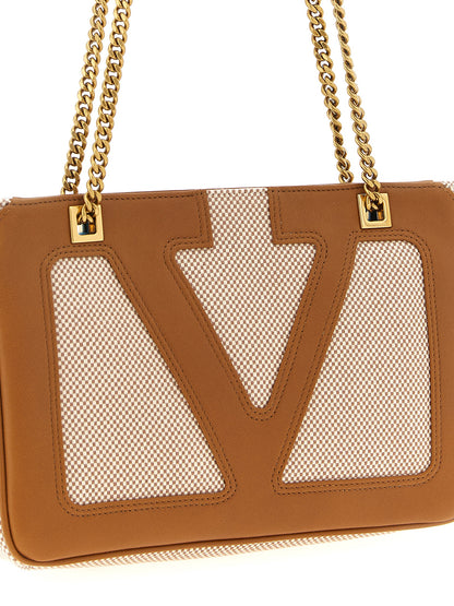 Sac bandoulière en coton marron Valentino Garavani