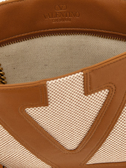 Sac bandoulière en coton marron Valentino Garavani