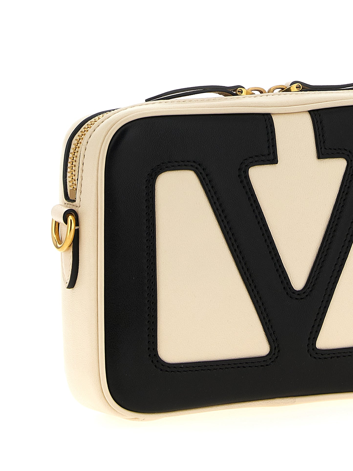 Sac bandoulière bicolore Valentino Garavani en cuir d'agneau