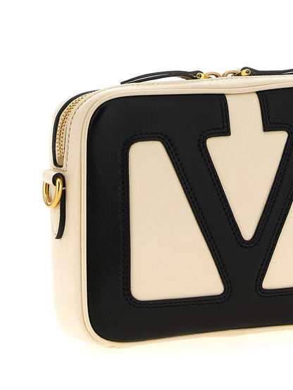 Sac bandoulière bicolore Valentino Garavani en cuir d'agneau