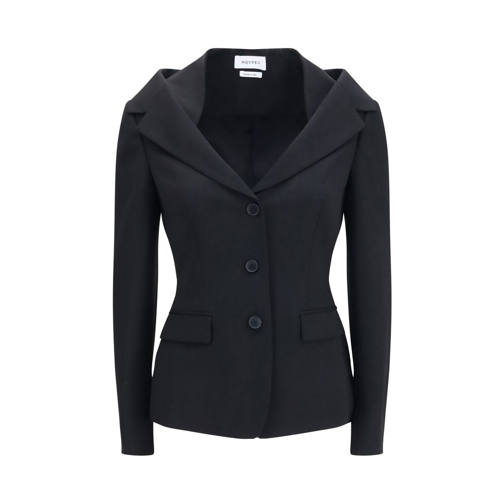 Alexander McQueen chaqueta larga de lana negra Oves Aries