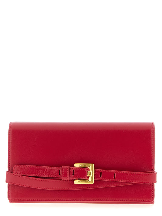 Tarjetero Balmain de piel de becerro fucsia