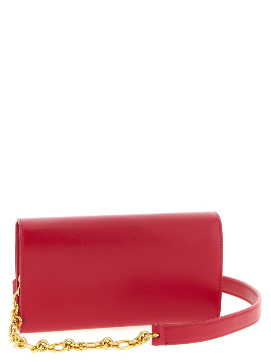 Tarjetero Balmain de piel de becerro fucsia