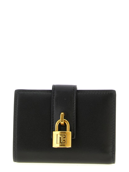 Tarjetero Balmain de Piel de Cordero Negra