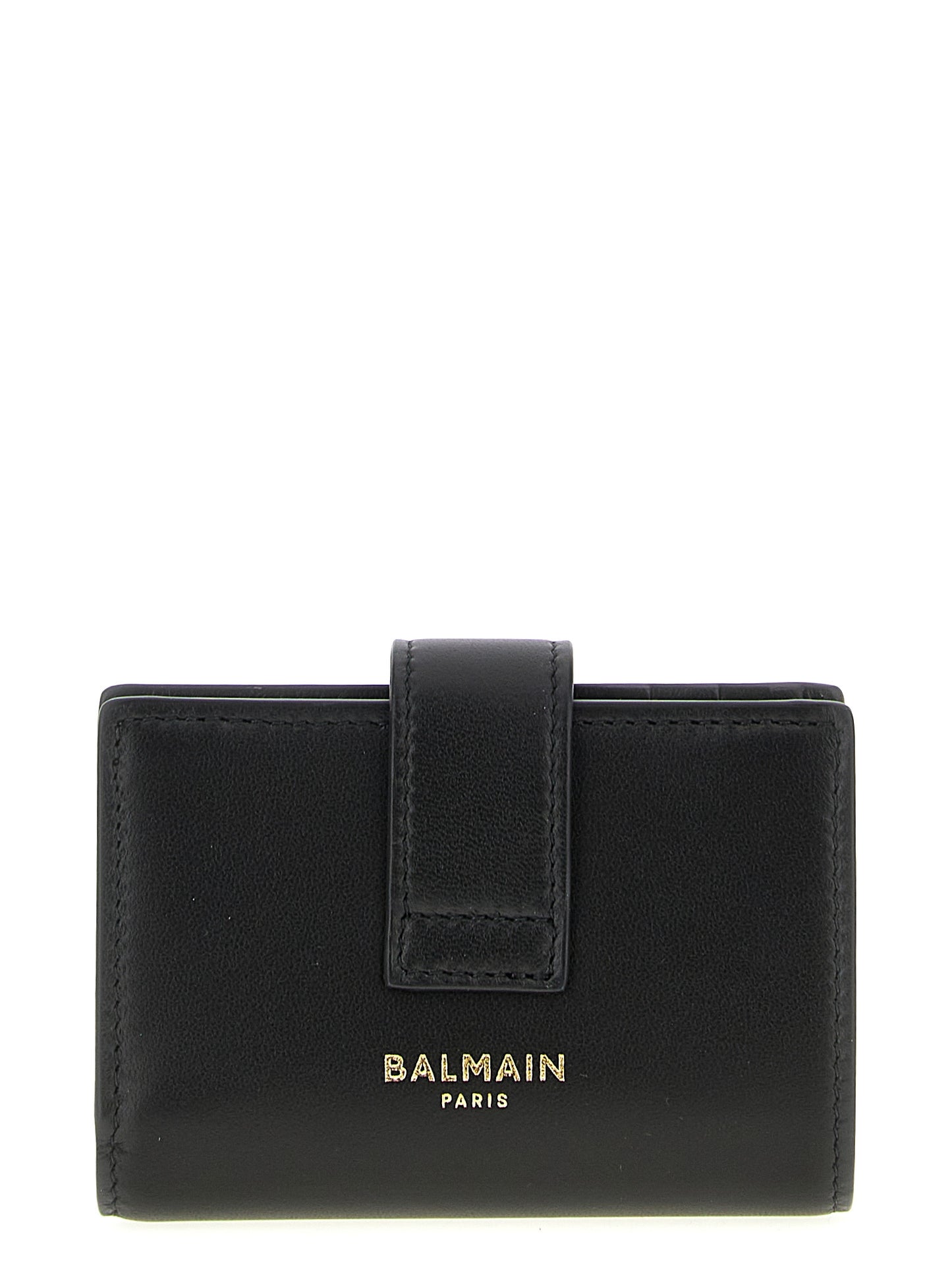 Tarjetero Balmain de Piel de Cordero Negra