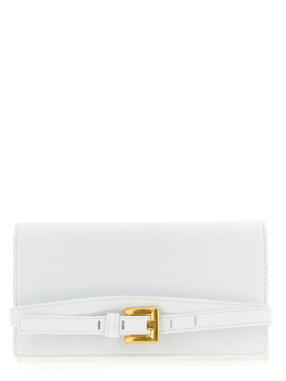 Tarjetero Balmain de piel de becerro blanca
