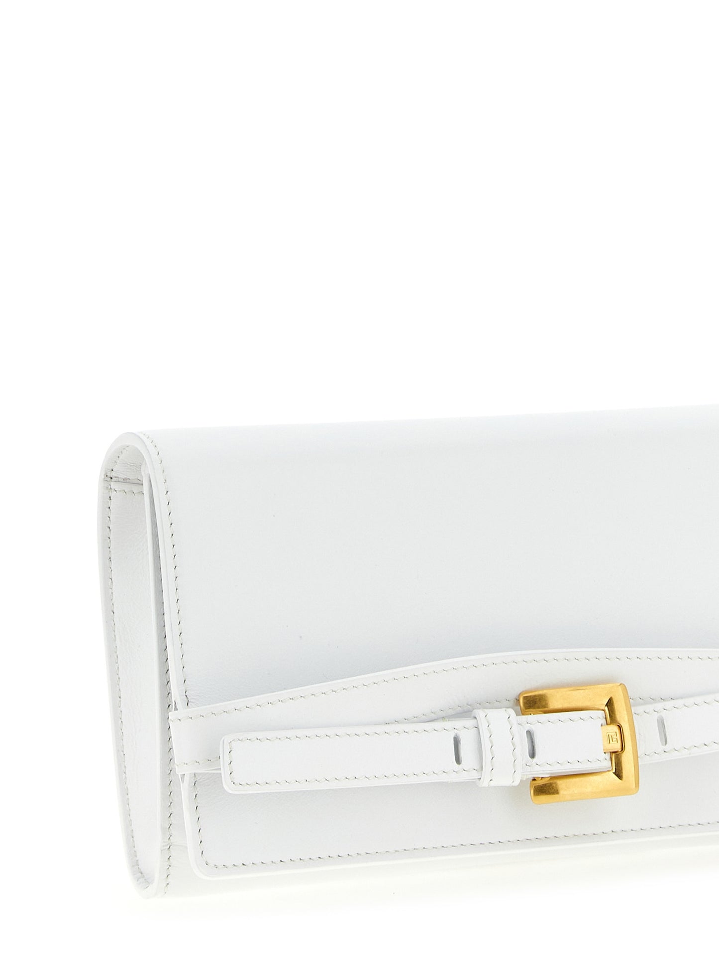 Tarjetero Balmain de piel de becerro blanca