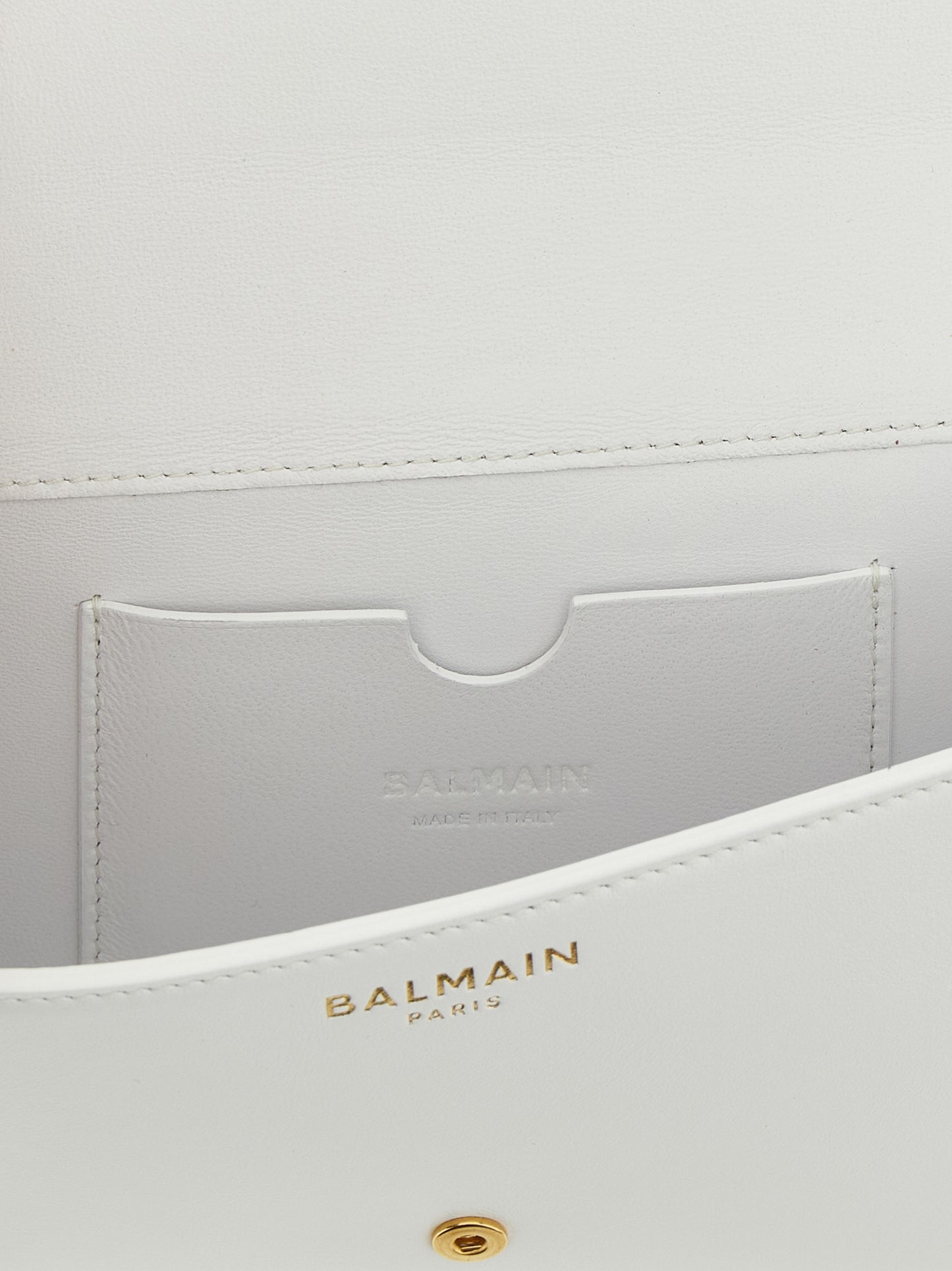 Tarjetero Balmain de piel de becerro blanca
