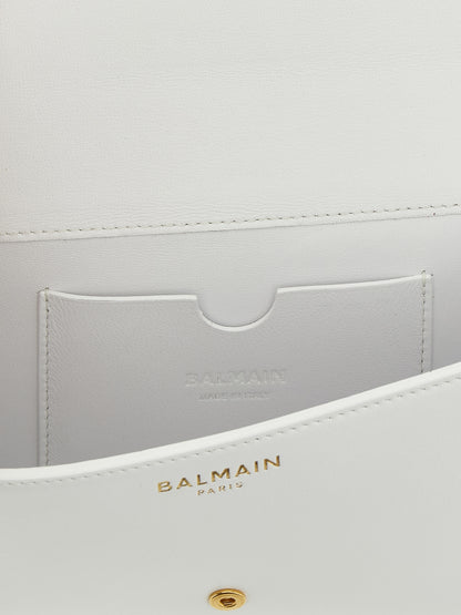 Tarjetero Balmain de piel de becerro blanca