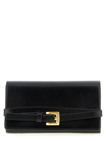 Tarjetero Balmain de piel de becerro negra