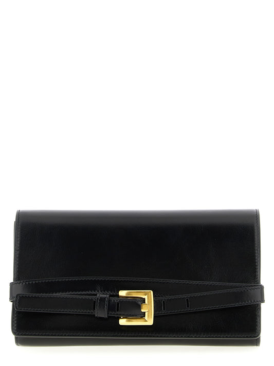 Tarjetero Balmain de piel de becerro negra