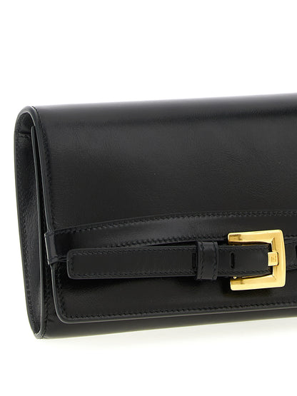 Tarjetero Balmain de piel de becerro negra