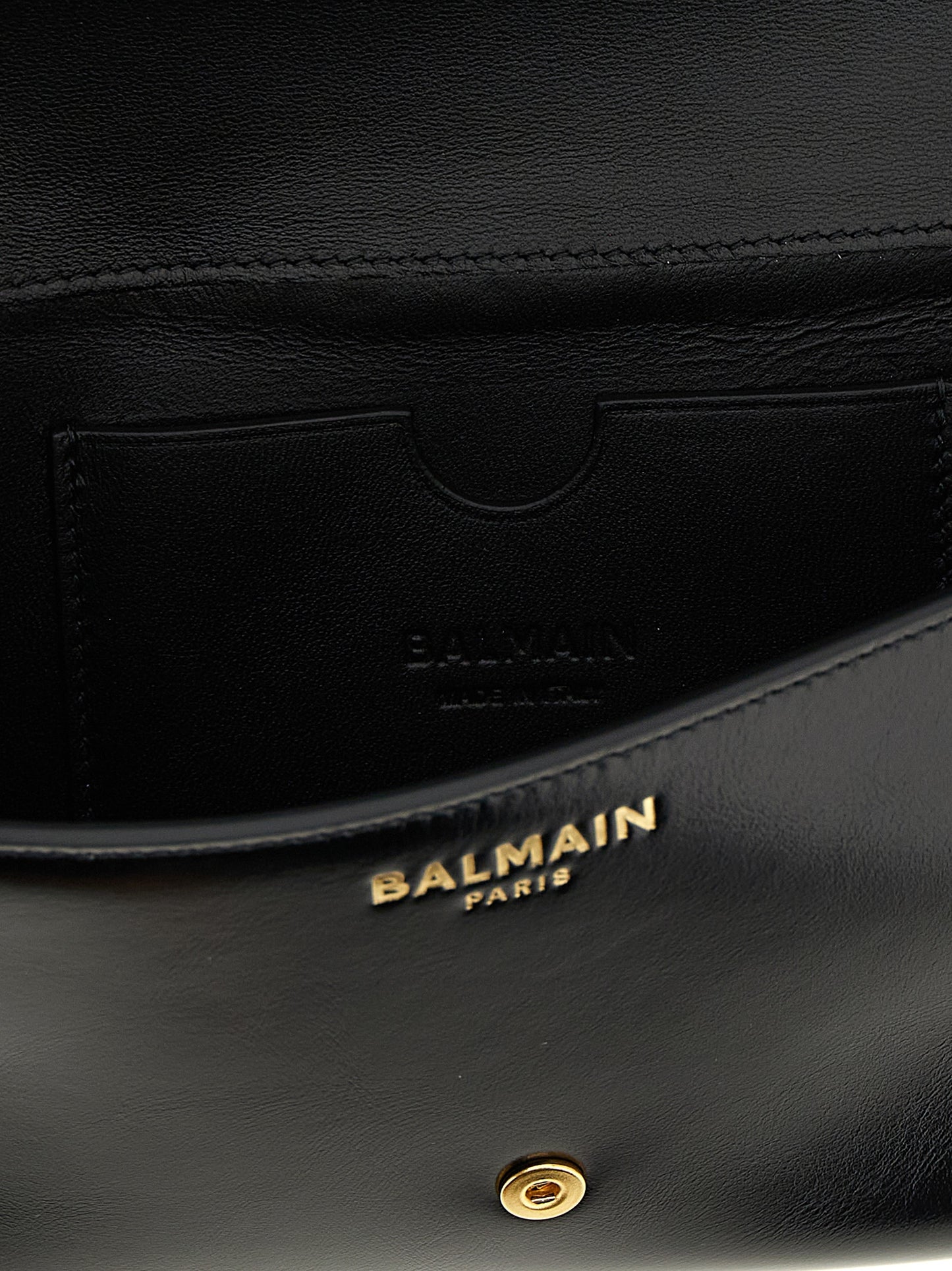 Tarjetero Balmain de piel de becerro negra