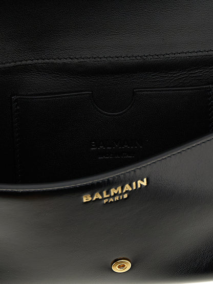 Tarjetero Balmain de piel de becerro negra