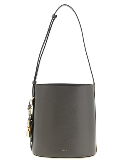 Bolso de hombro Furla de piel de becerro gris
