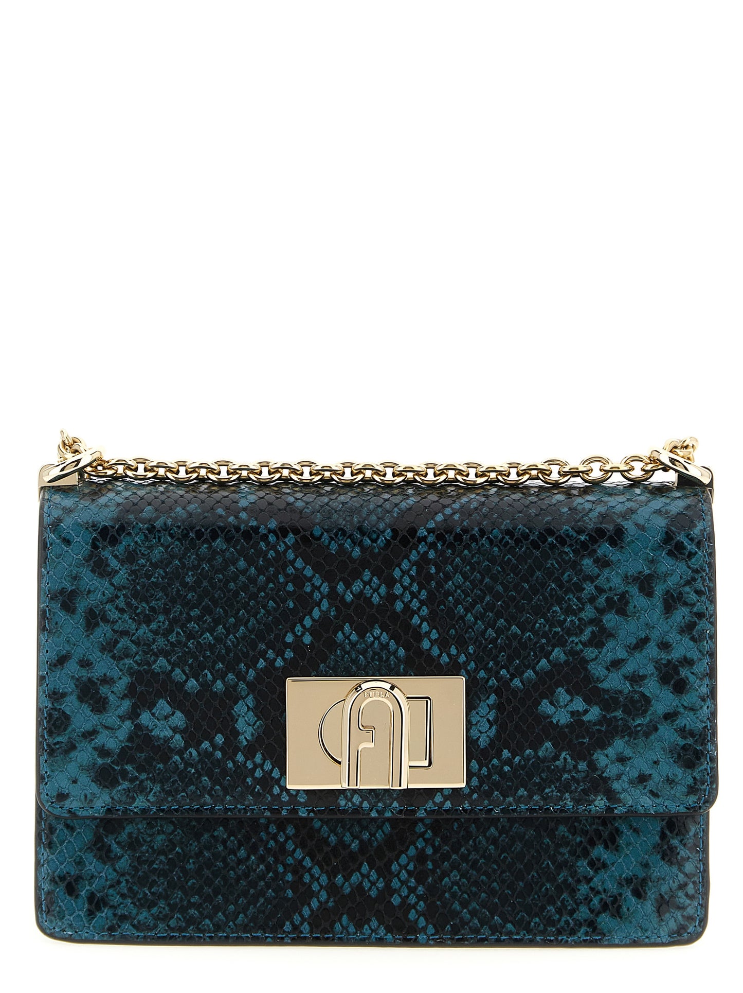 Bolso bandolera de piel de cabra azul Furla