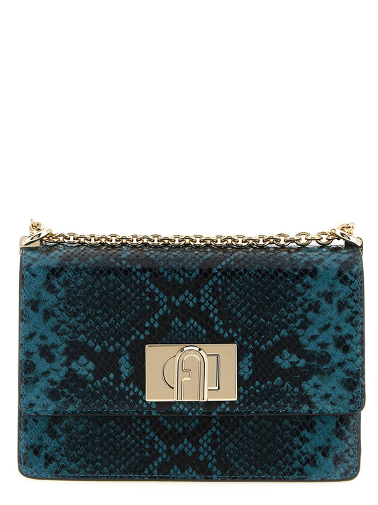 Bolso bandolera de piel de cabra azul Furla