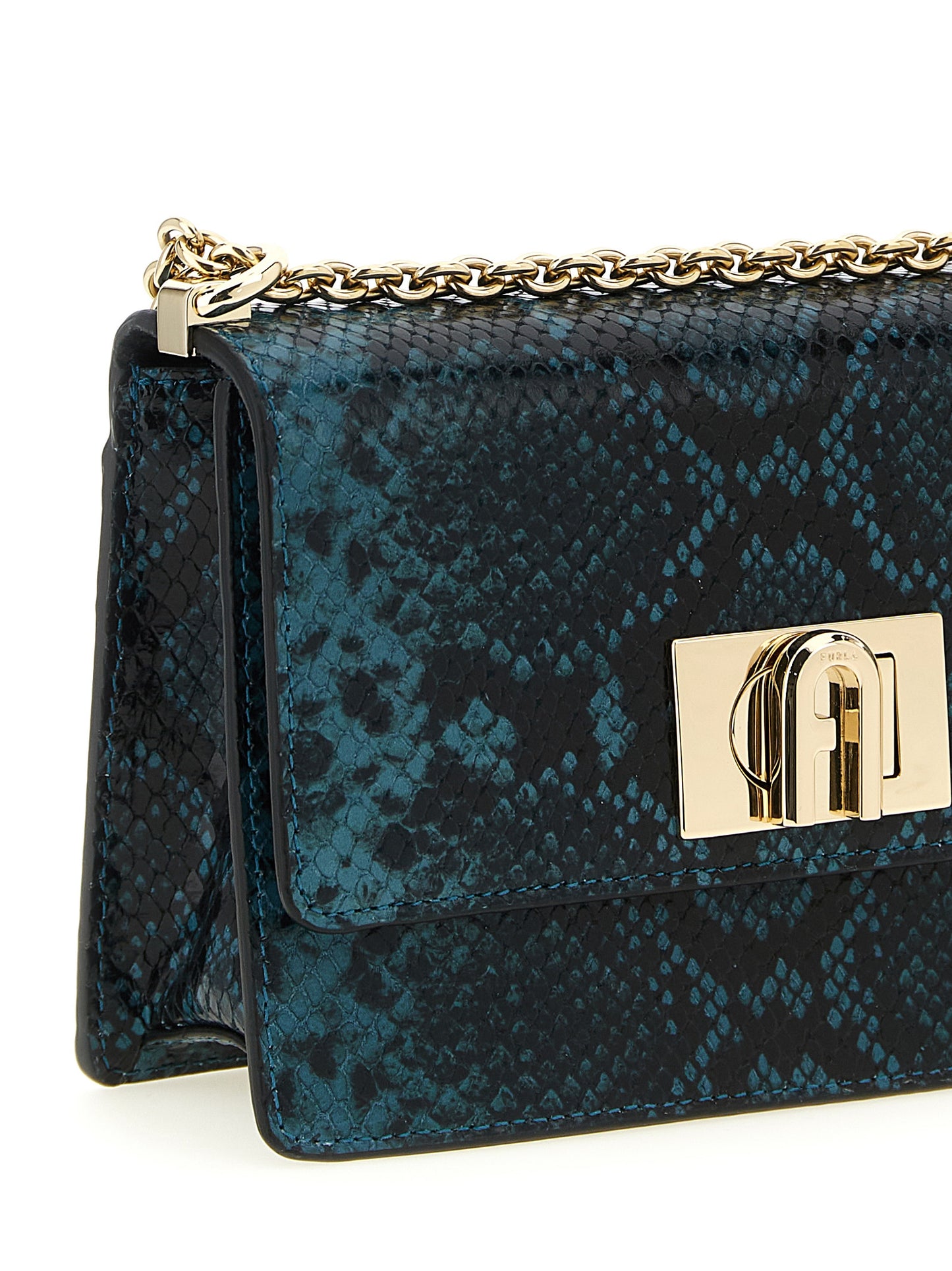 Bolso bandolera de piel de cabra azul Furla