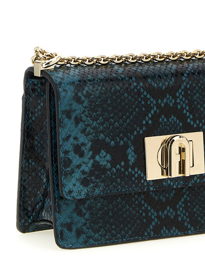 Bolso bandolera de piel de cabra azul Furla