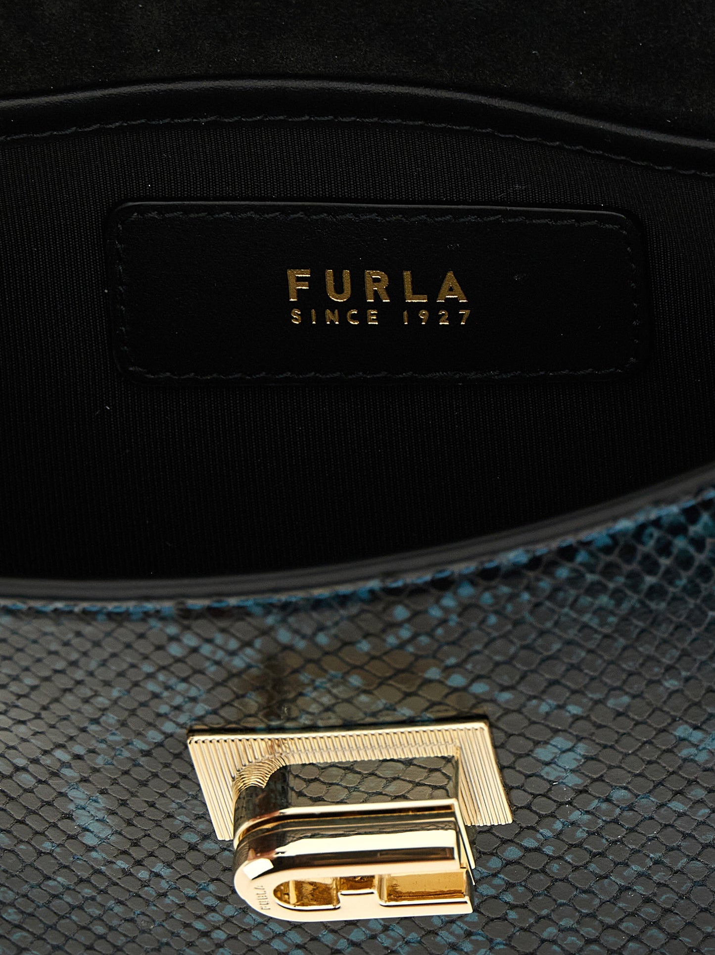 Bolso bandolera de piel de cabra azul Furla