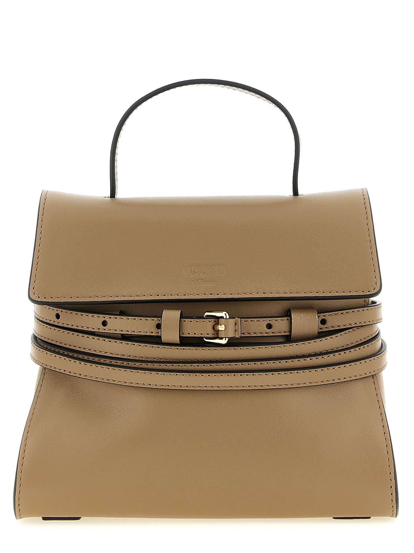 Sac à main Moschino en cuir nappa beige / veau Bos Taurus