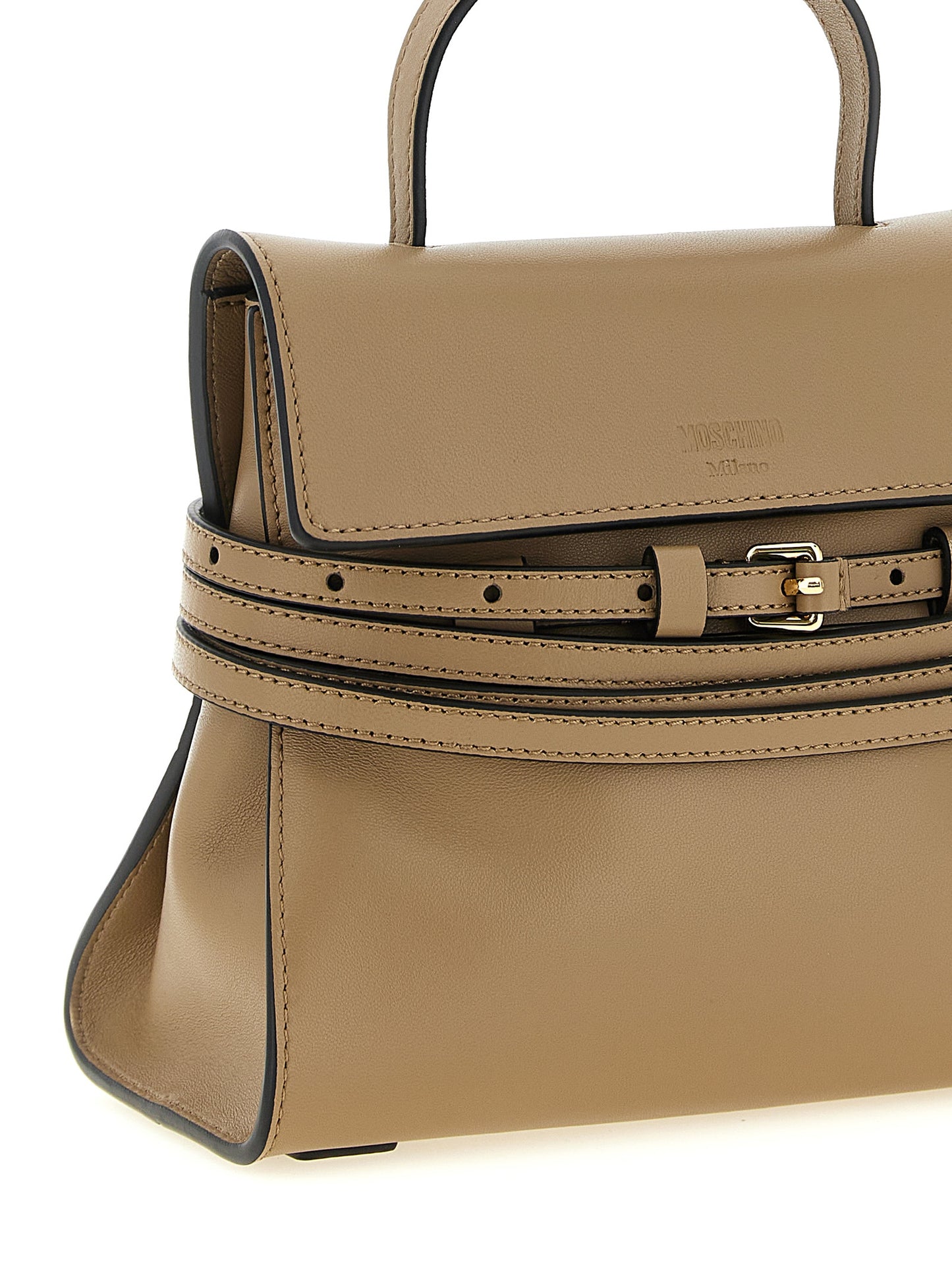 Sac à main Moschino en cuir nappa beige / veau Bos Taurus