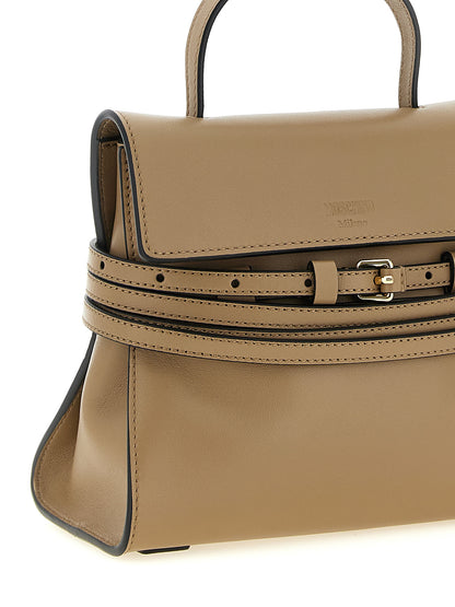 Sac à main Moschino en cuir nappa beige / veau Bos Taurus