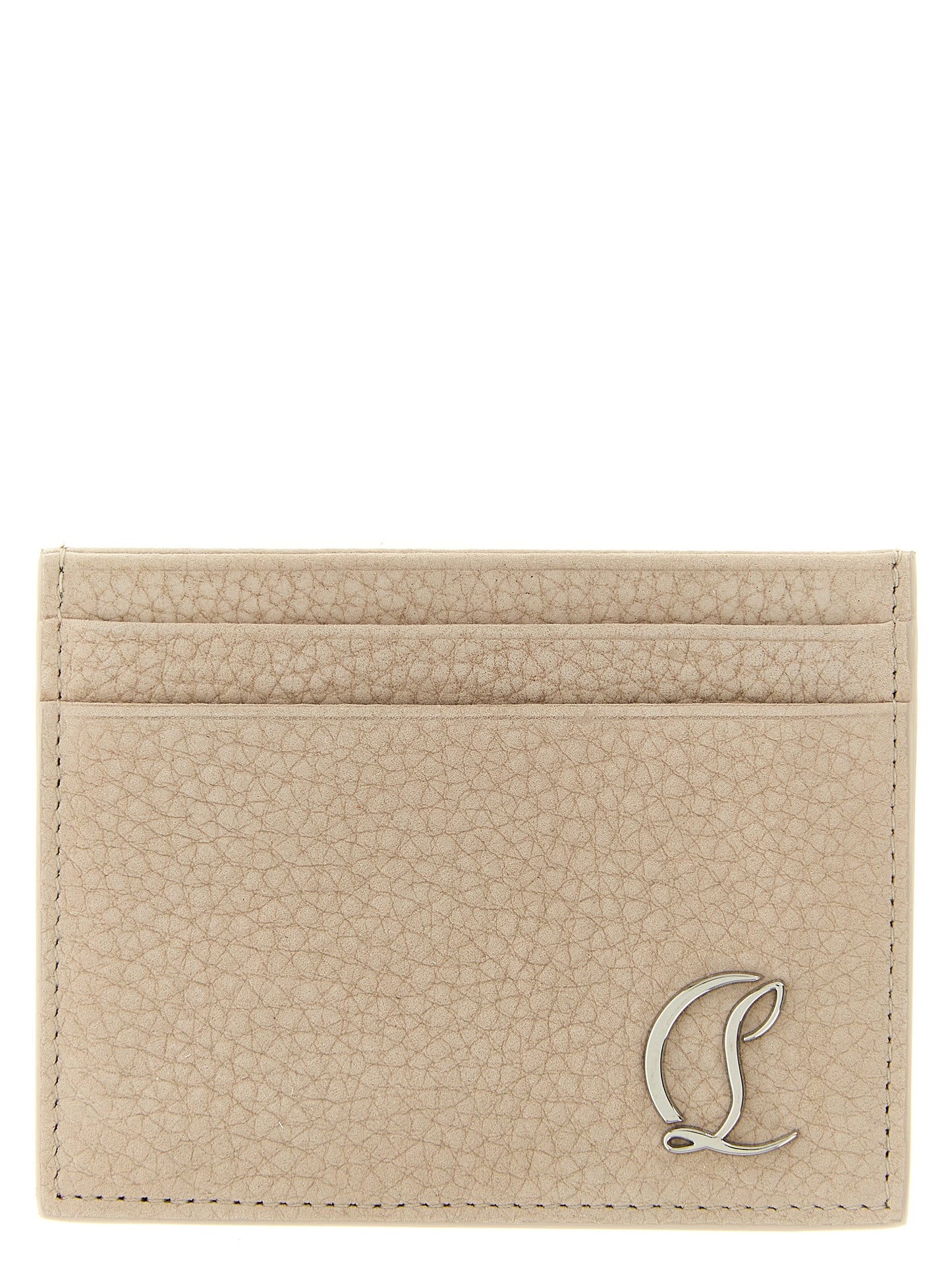 Tarjetero Christian Louboutin de piel de becerro beige
