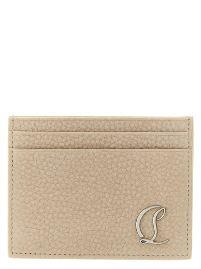 Tarjetero Christian Louboutin de piel de becerro beige