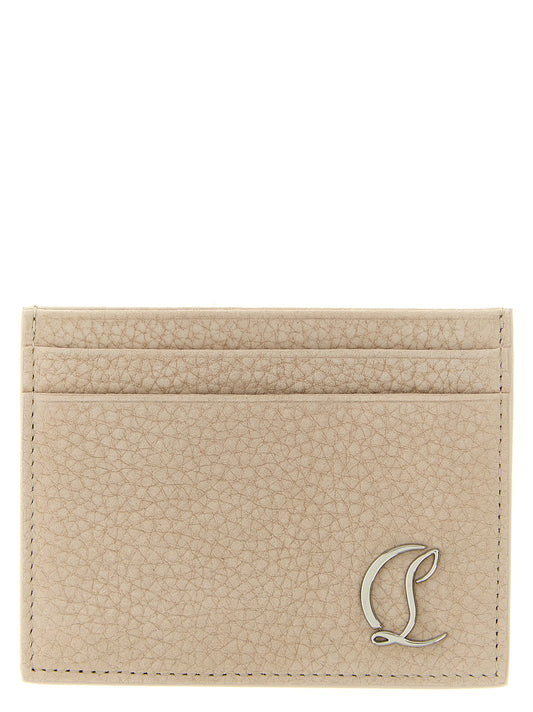 Tarjetero Christian Louboutin de piel de becerro beige
