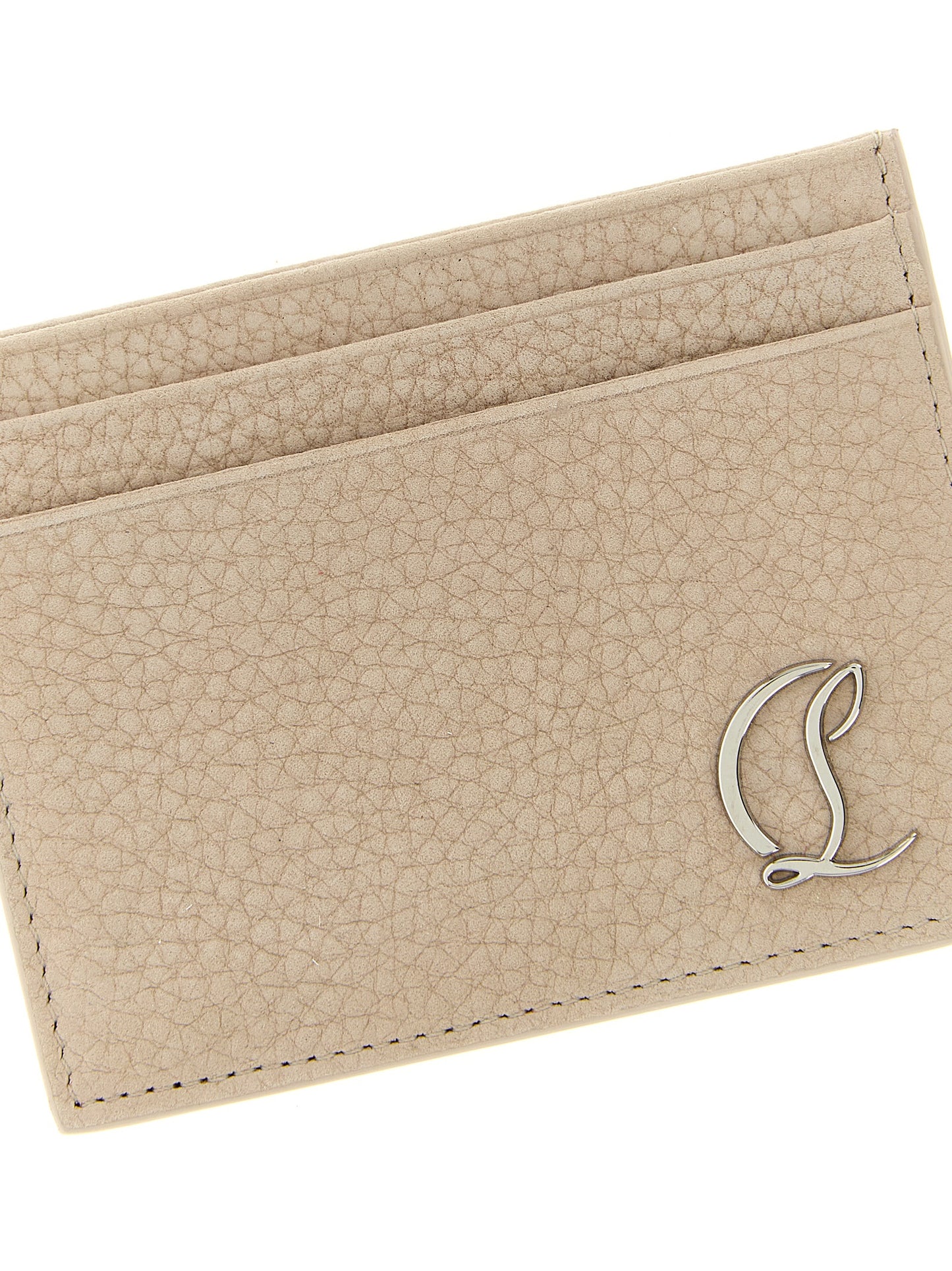 Tarjetero Christian Louboutin de piel de becerro beige