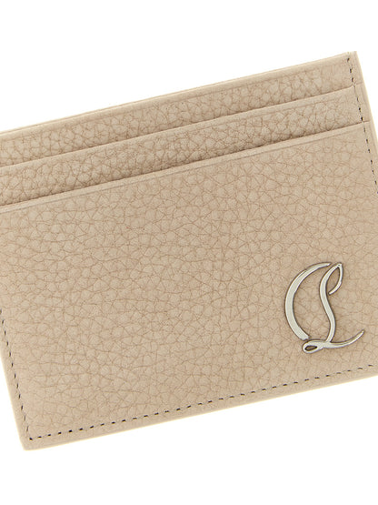 Tarjetero Christian Louboutin de piel de becerro beige