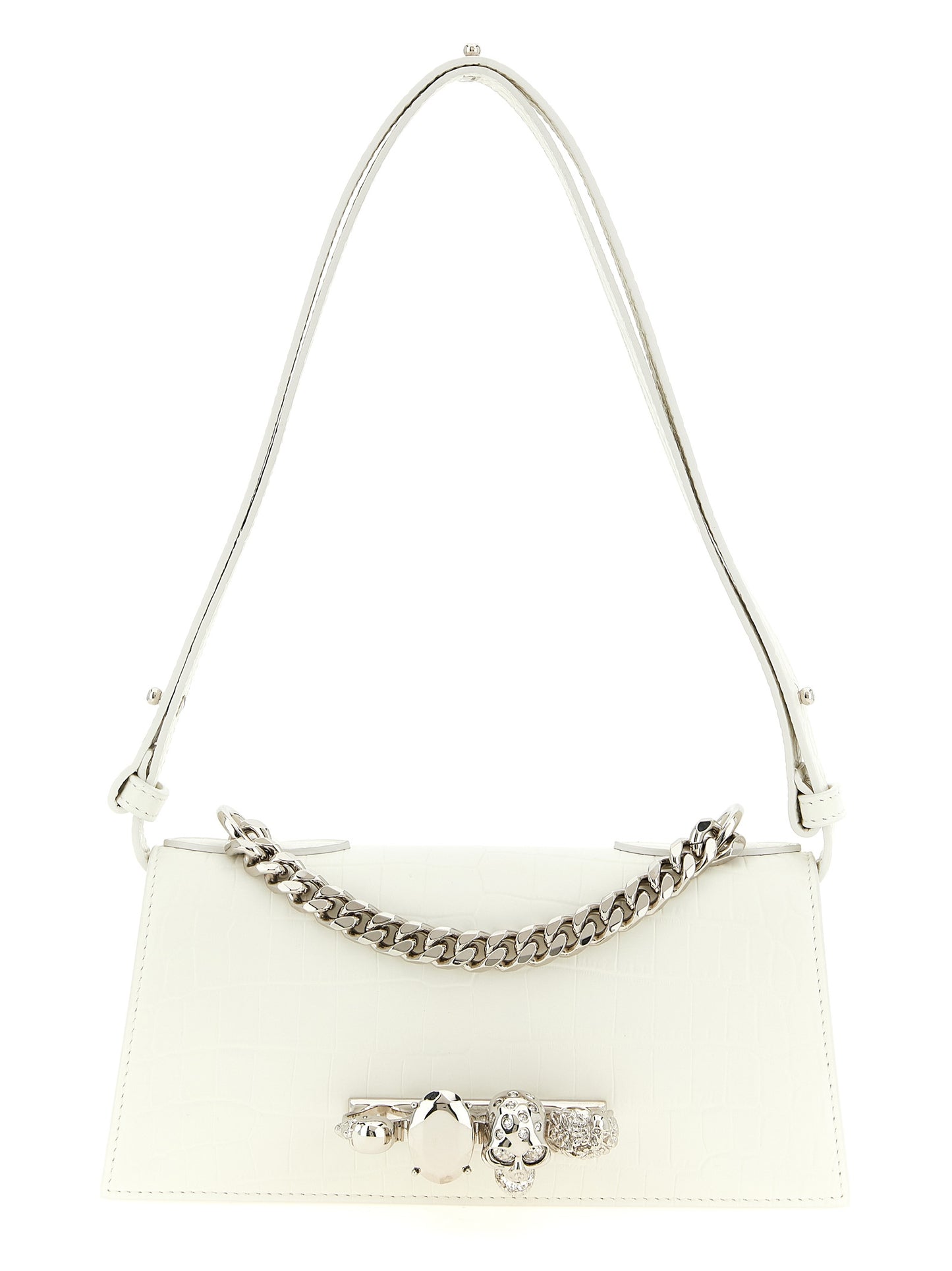 Bolso de hombro Alexander McQueen de piel de becerro blanca