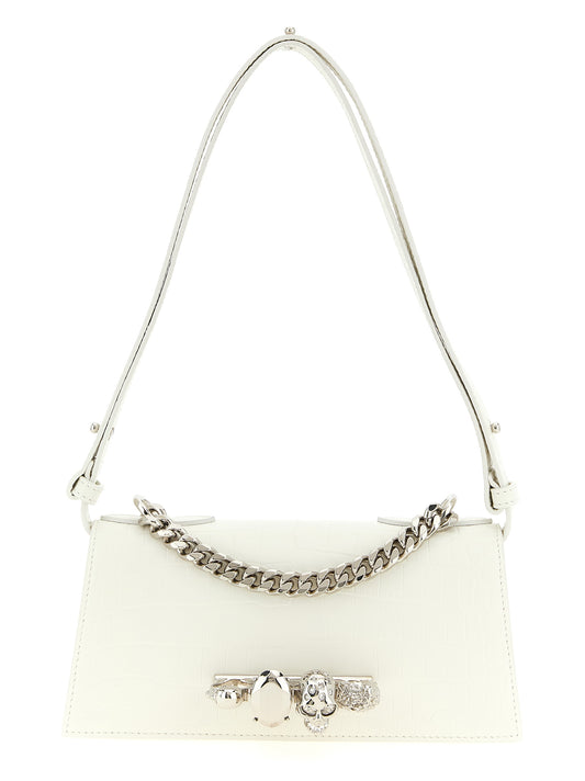 Bolso de hombro Alexander McQueen de piel de becerro blanca
