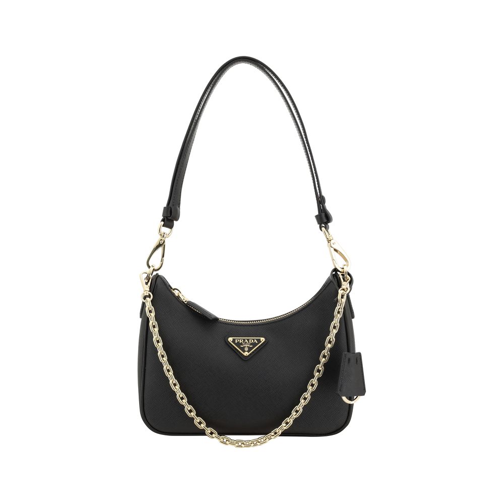 Bolso de hombro Prada de piel de becerro negra Bos Taurus