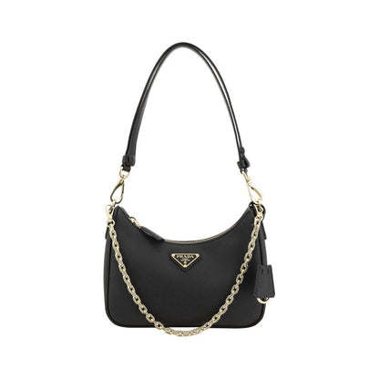 Bolso de hombro Prada de piel de becerro negra Bos Taurus