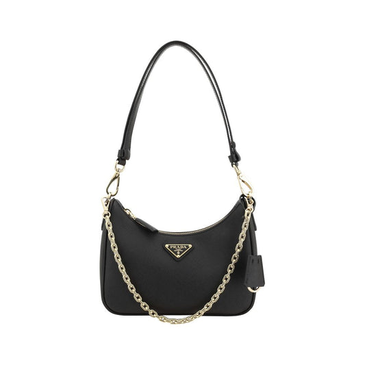 Bolso de hombro Prada de piel de becerro negra Bos Taurus