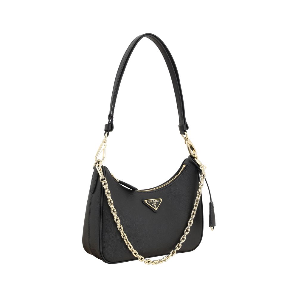 Bolso de hombro Prada de piel de becerro negra Bos Taurus
