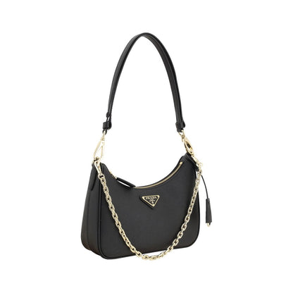 Bolso de hombro Prada de piel de becerro negra Bos Taurus