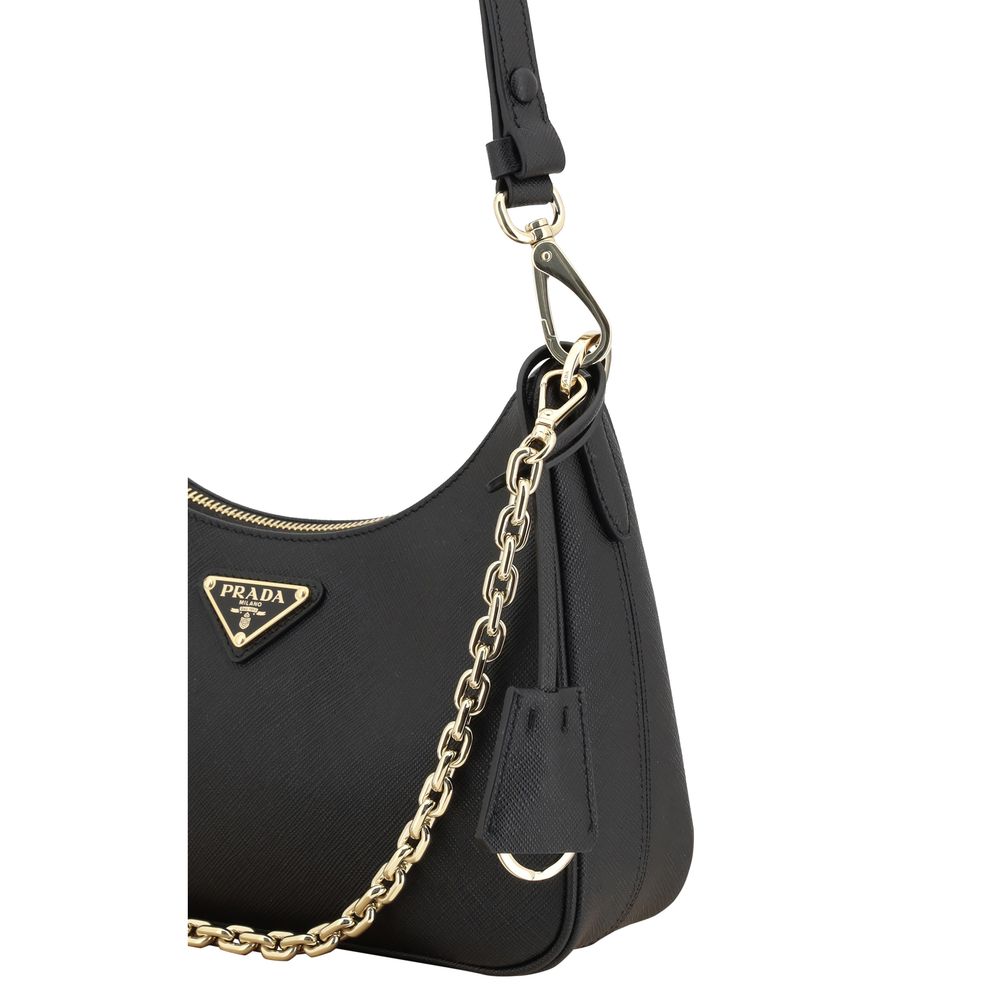 Bolso de hombro Prada de piel de becerro negra Bos Taurus
