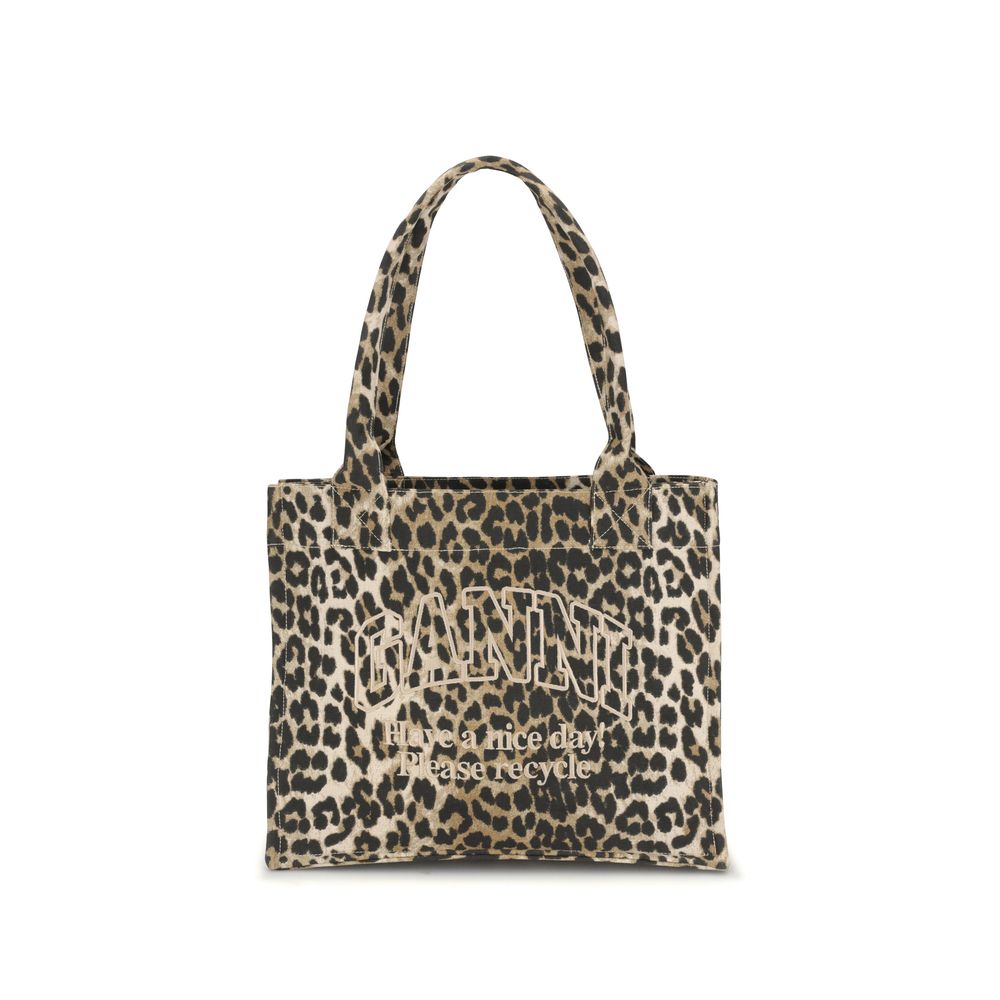 Bolso de hombro Ganni marrón de algodón reciclado