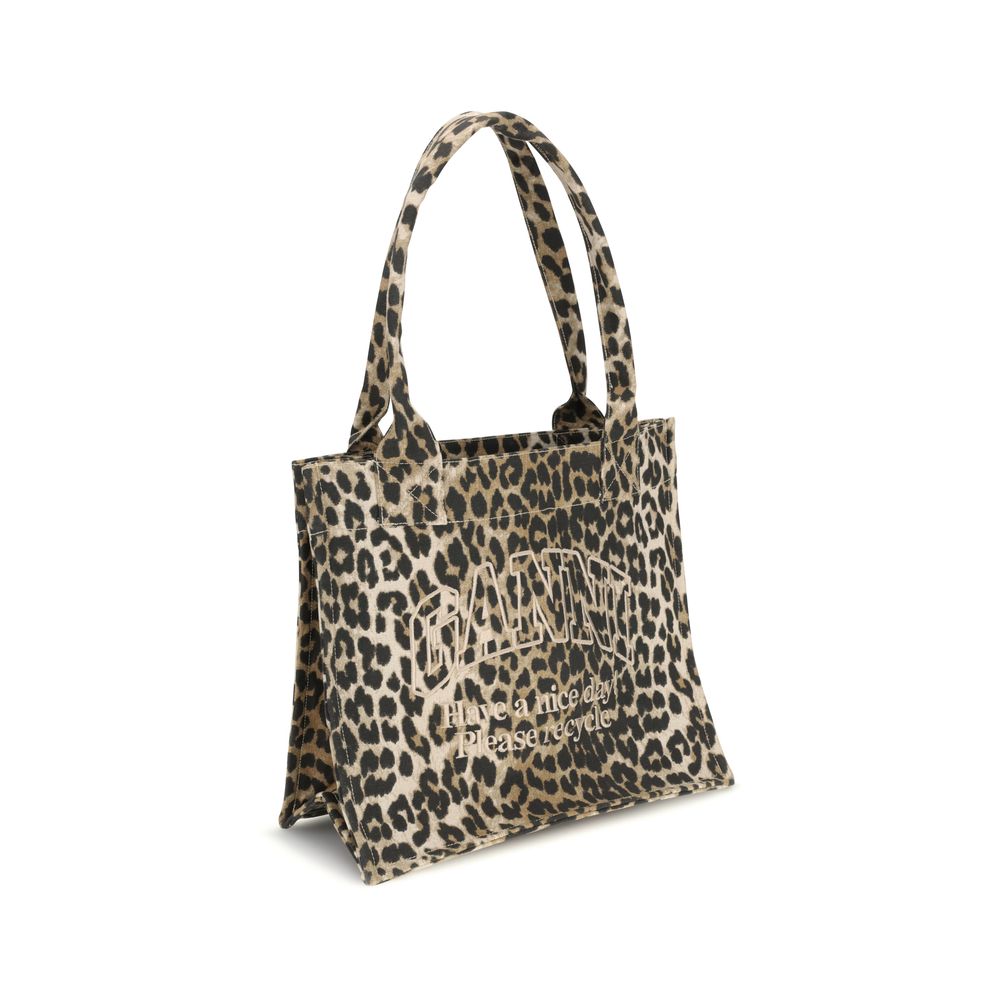 Bolso de hombro Ganni marrón de algodón reciclado
