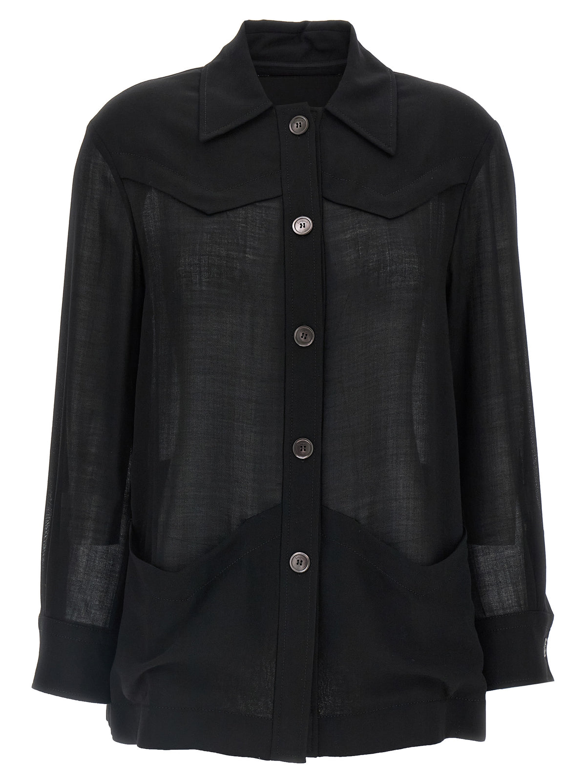 Blusa Ferragamo De Lana Virgen Negra - Acabado Estructural
