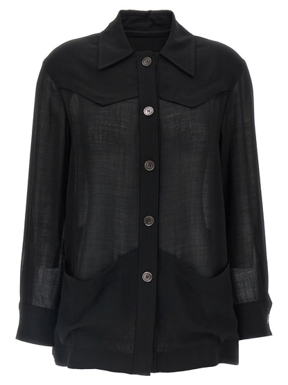 Blusa Ferragamo De Lana Virgen Negra - Acabado Estructural