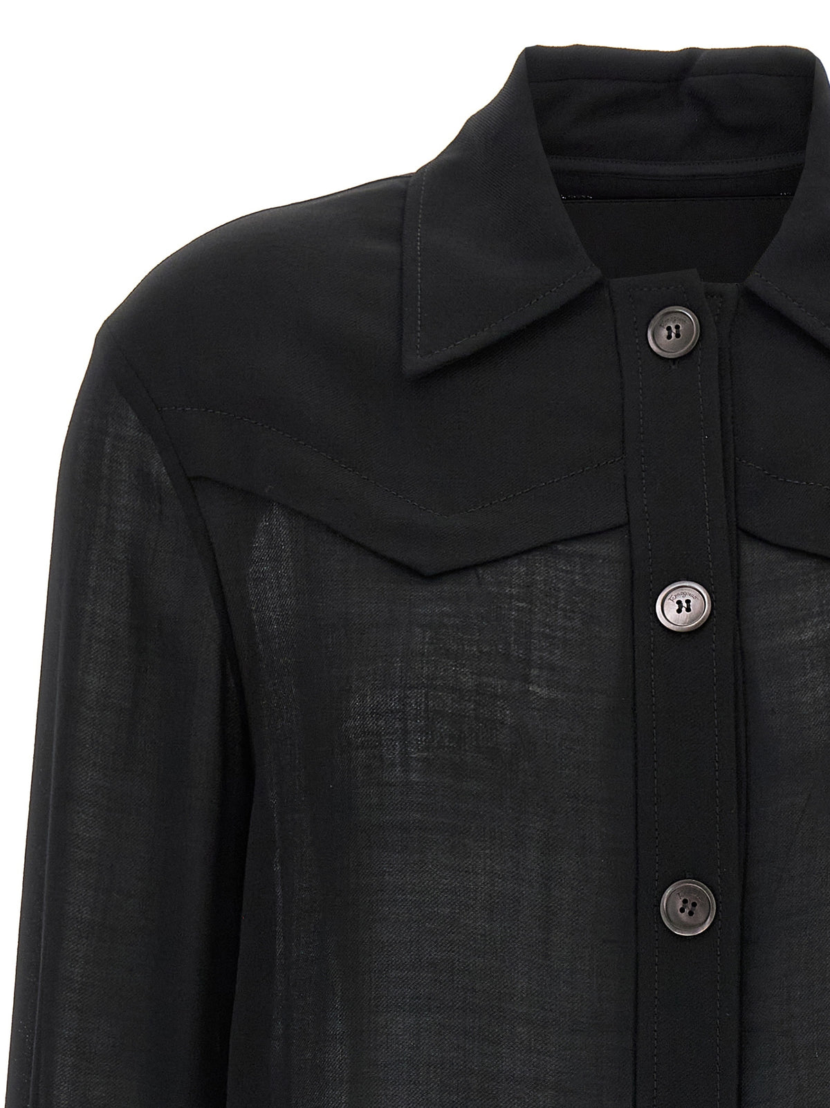 Blusa Ferragamo De Lana Virgen Negra - Acabado Estructural