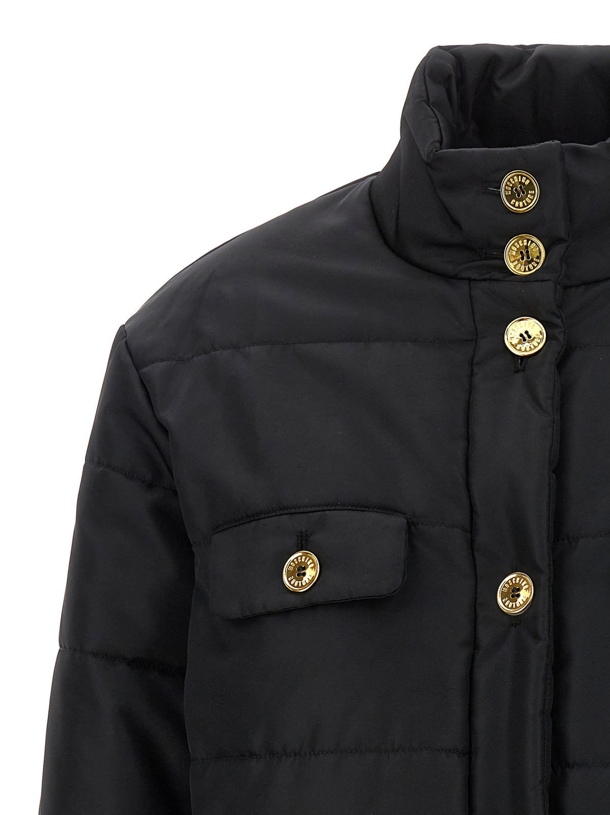 Moschino Black Longline Polyamide Jacket Thermal Protection
